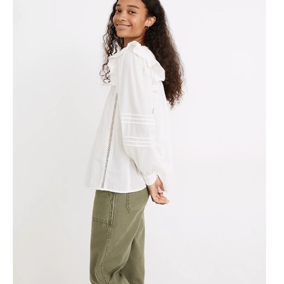 NWT Madewell Full-Sleeve Pintuck Ruffle Top - Picture 3 of 7